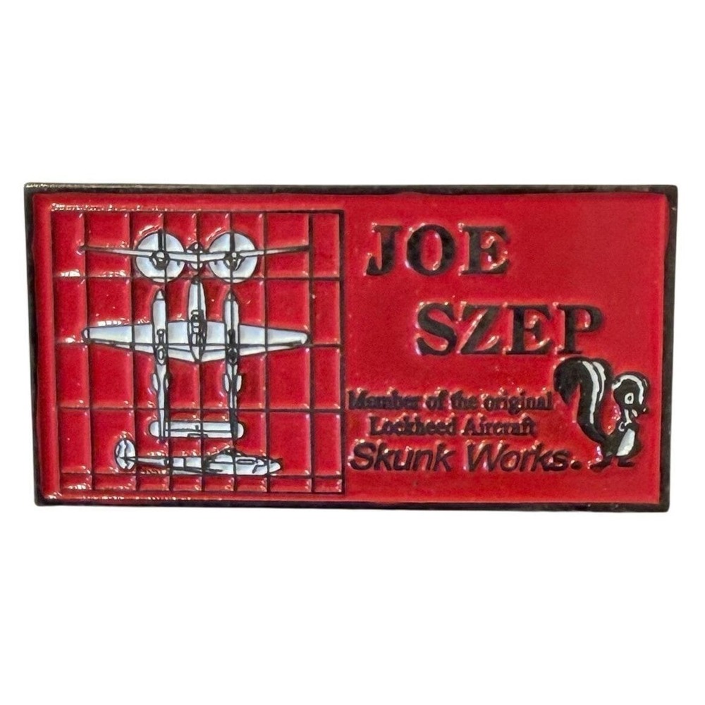 Vintage Lockheed Aircraft Skunk Works Joe Szep Enamel Pin Red Collectible